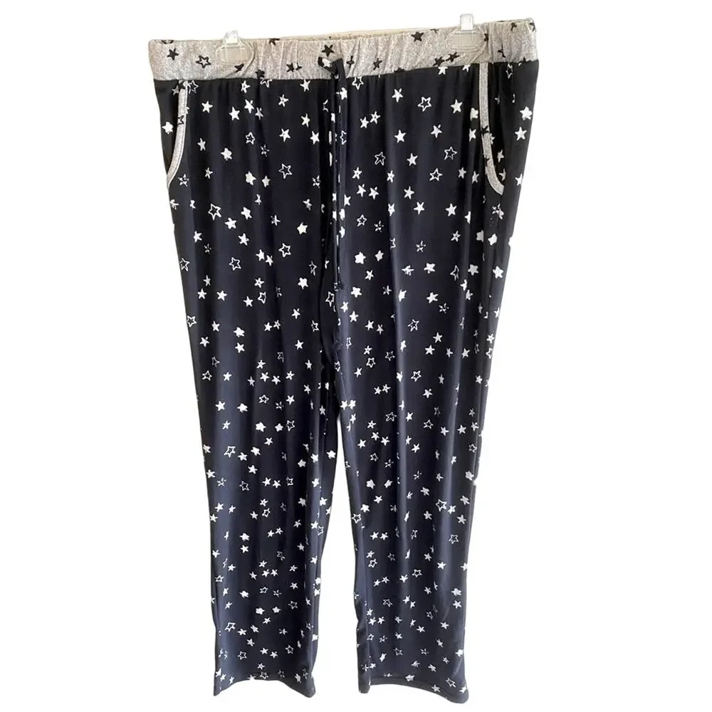 Lucky Brand Blue Gray Star Pajama Pants Large‎
